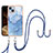 Custodia Silicone Gel Morbida Fantasia Modello Cover con Cinghia Cordino Mano Y07B per Apple iPhone 13 Blu