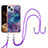 Custodia Silicone Gel Morbida Fantasia Modello Cover con Cinghia Cordino Mano Y07B per Apple iPhone 15 Viola