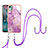 Custodia Silicone Gel Morbida Fantasia Modello Cover con Cinghia Cordino Mano YB5 per Nokia C12 Lavanda