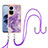 Custodia Silicone Gel Morbida Fantasia Modello Cover con Cinghia Cordino Mano YB5 per Oppo Reno10 5G Viola