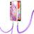 Custodia Silicone Gel Morbida Fantasia Modello Cover con Cinghia Cordino Mano YB5 per Samsung Galaxy F04 Lavanda