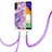 Custodia Silicone Gel Morbida Fantasia Modello Cover con Cinghia Cordino Mano YB5 per Samsung Galaxy Quantum4 5G Viola