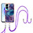 Custodia Silicone Gel Morbida Fantasia Modello Cover con Cinghia Cordino Mano YB7 per Huawei Honor 90 Lite 5G Viola