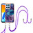 Custodia Silicone Gel Morbida Fantasia Modello Cover con Cinghia Cordino Mano YB7 per Huawei Honor X6a Viola