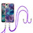 Custodia Silicone Gel Morbida Fantasia Modello Cover con Cinghia Cordino Mano YB7 per Nokia C12 Plus Viola