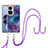 Custodia Silicone Gel Morbida Fantasia Modello Cover con Cinghia Cordino Mano YB7 per Oppo Reno10 Pro 5G Viola