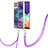 Custodia Silicone Gel Morbida Fantasia Modello Cover con Cinghia Cordino Mano YB7 per Samsung Galaxy A22 4G Viola