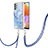 Custodia Silicone Gel Morbida Fantasia Modello Cover con Cinghia Cordino Mano YB7 per Samsung Galaxy A32 4G Blu