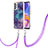 Custodia Silicone Gel Morbida Fantasia Modello Cover con Cinghia Cordino Mano YB7 per Samsung Galaxy A32 5G Viola