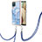 Custodia Silicone Gel Morbida Fantasia Modello Cover con Cinghia Cordino Mano YB7 per Samsung Galaxy F12 Blu