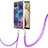 Custodia Silicone Gel Morbida Fantasia Modello Cover con Cinghia Cordino Mano YB7 per Samsung Galaxy M12 Viola