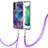 Custodia Silicone Gel Morbida Fantasia Modello Cover con Cinghia Cordino Mano YB7 per Samsung Galaxy S23 5G Viola