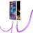 Custodia Silicone Gel Morbida Fantasia Modello Cover con Cinghia Cordino Mano YB7 per Samsung Galaxy S24 Ultra 5G Viola