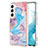 Custodia Silicone Gel Morbida Fantasia Modello Cover S01 per Samsung Galaxy S21 FE 5G Blu