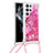 Custodia Silicone Gel Morbida Fantasia Modello Cover Y02B per Samsung Galaxy S23 Ultra 5G Rosa Caldo