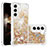 Custodia Silicone Gel Morbida Fantasia Modello Cover Y06B per Samsung Galaxy S24 5G Oro