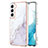 Custodia Silicone Gel Morbida Fantasia Modello Cover Y11B per Samsung Galaxy S21 FE 5G Bianco