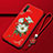 Custodia Silicone Gel Morbida Fiori Cover per Huawei P Smart Pro (2019) Rosso