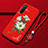 Custodia Silicone Gel Morbida Fiori Cover per Oppo F15 Rosso