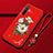 Custodia Silicone Gel Morbida Fiori Cover per Realme X2 Rosso