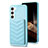 Custodia Silicone Morbida In Pelle Cover BF1 per Samsung Galaxy S24 5G Azzurro
