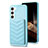 Custodia Silicone Morbida In Pelle Cover BF1 per Samsung Galaxy S24 Plus 5G Azzurro