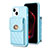 Custodia Silicone Morbida In Pelle Cover BF2 per Apple iPhone 15 Blu