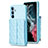 Custodia Silicone Morbida In Pelle Cover BF3 per Samsung Galaxy Quantum4 5G Cielo Blu