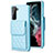 Custodia Silicone Morbida In Pelle Cover BF4 per Samsung Galaxy S21 FE 5G Cielo Blu