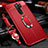 Custodia Silicone Morbida In Pelle Cover con Magnetico Anello Supporto per Oppo A11X Rosso