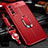 Custodia Silicone Morbida In Pelle Cover con Magnetico Anello Supporto per Vivo Y11s Rosso