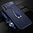 Custodia Silicone Morbida In Pelle Cover con Magnetico Anello Supporto S01 per Oppo A32 Blu