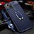 Custodia Silicone Morbida In Pelle Cover con Magnetico Anello Supporto S02 per Apple iPhone 15 Blu