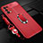 Custodia Silicone Morbida In Pelle Cover con Magnetico Anello Supporto S02 per Oppo Reno5 Pro 5G Rosso