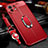 Custodia Silicone Morbida In Pelle Cover con Magnetico Anello Supporto S02 per Xiaomi Mi 11 Lite 4G Rosso