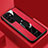 Custodia Silicone Morbida In Pelle Cover con Magnetico Anello Supporto S04 per Samsung Galaxy S21 Ultra 5G Rosso