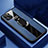 Custodia Silicone Morbida In Pelle Cover con Magnetico Anello Supporto T01 per Apple iPhone 11 Pro Blu