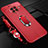 Custodia Silicone Morbida In Pelle Cover con Magnetico Anello Supporto T01 per Oppo Ace2 Rosso