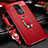 Custodia Silicone Morbida In Pelle Cover con Magnetico Anello Supporto T01 per Xiaomi Redmi Note 9 Rosso