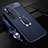 Custodia Silicone Morbida In Pelle Cover con Magnetico Anello Supporto T02 per Xiaomi Mi Note 10 Blu