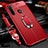 Custodia Silicone Morbida In Pelle Cover con Magnetico Anello Supporto T02 per Xiaomi Redmi Note 8 (2021) Rosso