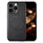 Custodia Silicone Morbida In Pelle Cover con Magnetico S02D per Apple iPhone 14 Pro Max Nero