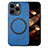 Custodia Silicone Morbida In Pelle Cover con Magnetico S02D per Apple iPhone 15 Pro Blu