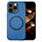 Custodia Silicone Morbida In Pelle Cover con Magnetico S02D per Apple iPhone 15 Pro Max Blu