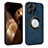 Custodia Silicone Morbida In Pelle Cover con Magnetico S07D per Apple iPhone 13 Pro Max Blu