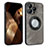 Custodia Silicone Morbida In Pelle Cover con Magnetico S07D per Apple iPhone 14 Pro Max Grigio Scuro
