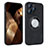Custodia Silicone Morbida In Pelle Cover con Magnetico S07D per Apple iPhone 14 Pro Max Nero