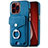 Custodia Silicone Morbida In Pelle Cover SD16 per Apple iPhone 13 Pro Max Blu