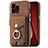 Custodia Silicone Morbida In Pelle Cover SD16 per Apple iPhone 13 Pro Max Marrone