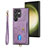 Custodia Silicone Morbida In Pelle Cover SD2 per Samsung Galaxy S22 Ultra 5G Lavanda